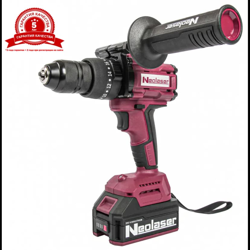 Дрель-шуруповерт аккумуляторная бесщеточная ударная Neolaser NCDB-120, 20 В Li-ion 2x4 Ач 4