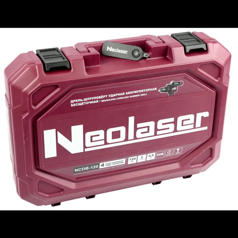 Дрель-шуруповерт аккумуляторная бесщеточная ударная Neolaser NCDB-120, 20 В Li-ion 2x4 Ач 6