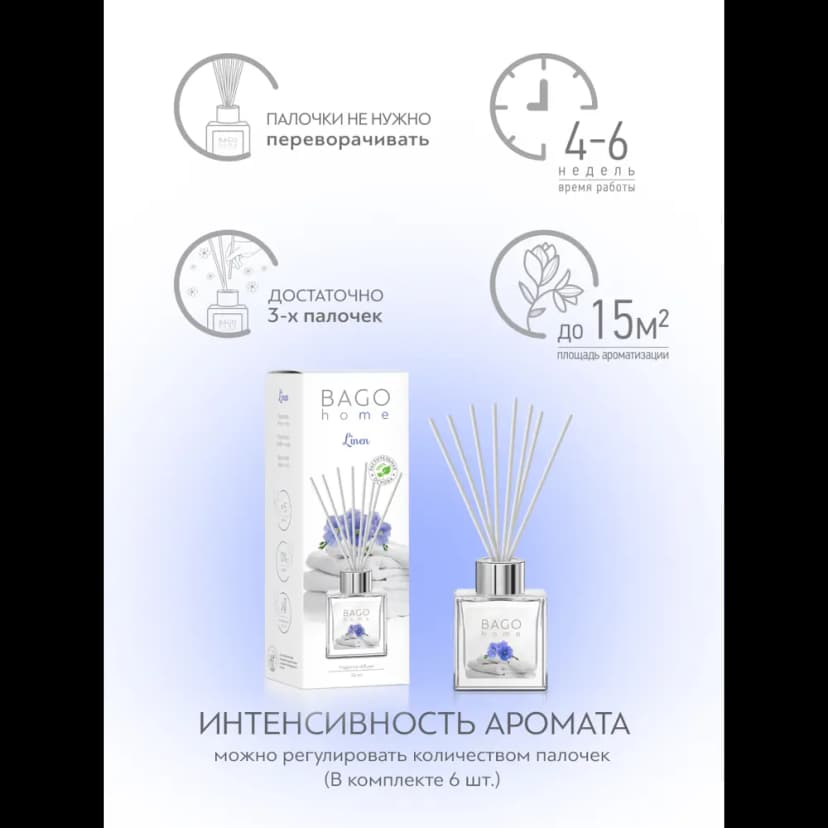 Ароматический диффузор Bago Home Лен 45 мл 7