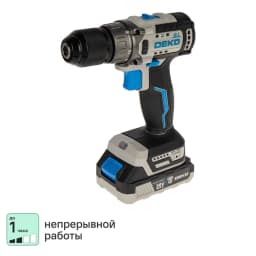 Дрель-шуруповерт аккумуляторная бесщёточная Deko ZKCD20V, 20 В Li-ion 2x2 Ач 1