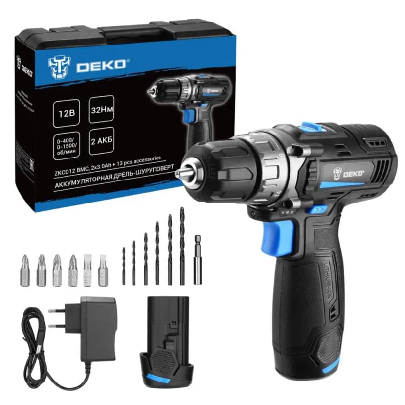 Дрель-шуруповерт аккумуляторная Deko ZKCD12 084-1040, 12 В Li-ion 2x3 Ач 2