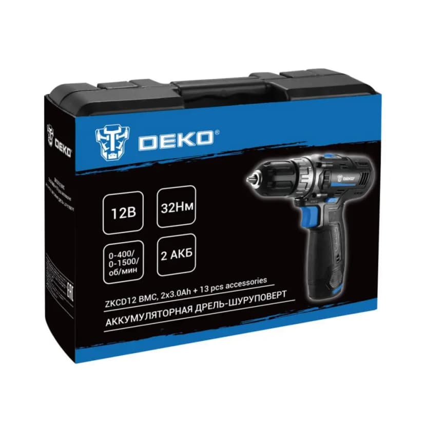Дрель-шуруповерт аккумуляторная Deko ZKCD12 084-1040, 12 В Li-ion 2x3 Ач 6
