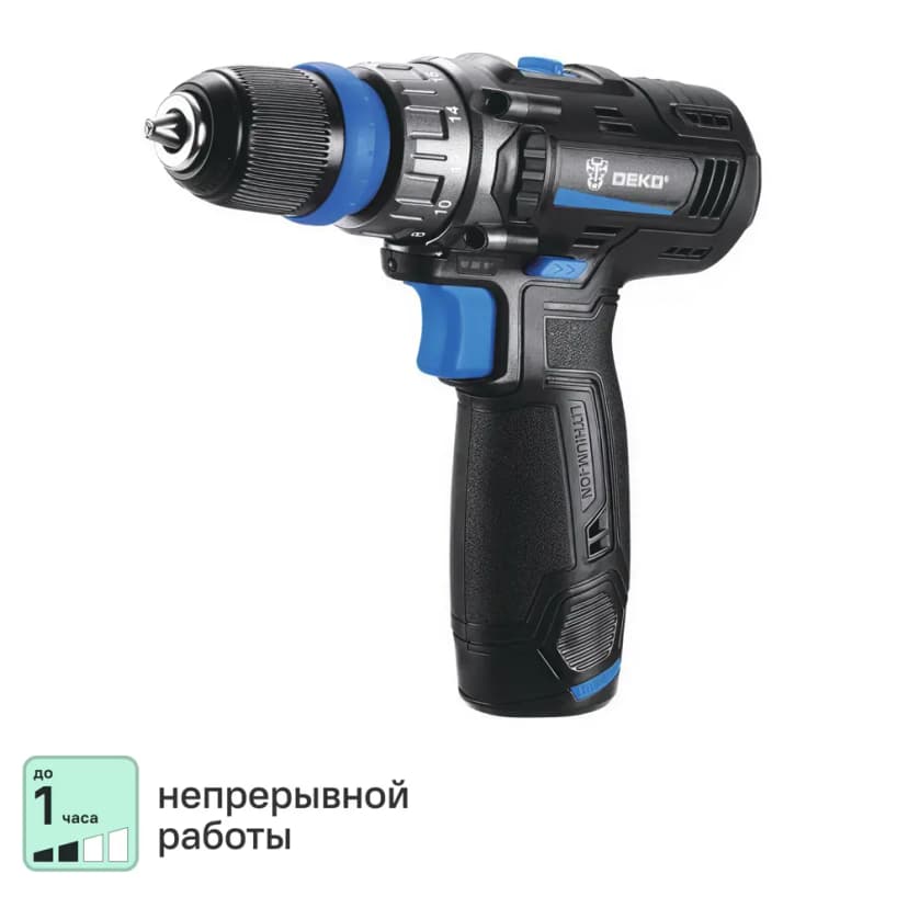 Дрель-шуруповерт аккумуляторная Deko ZKCD12V PRO 084-1013, 12 В Li-ion 2x1.5 Ач 1