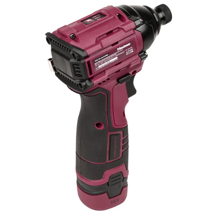 Винтоверт ударный аккумуляторный бесщеточный Neolaser NIS-20-ACCUM2, 16 В Li-ion 2x2 Ач 8