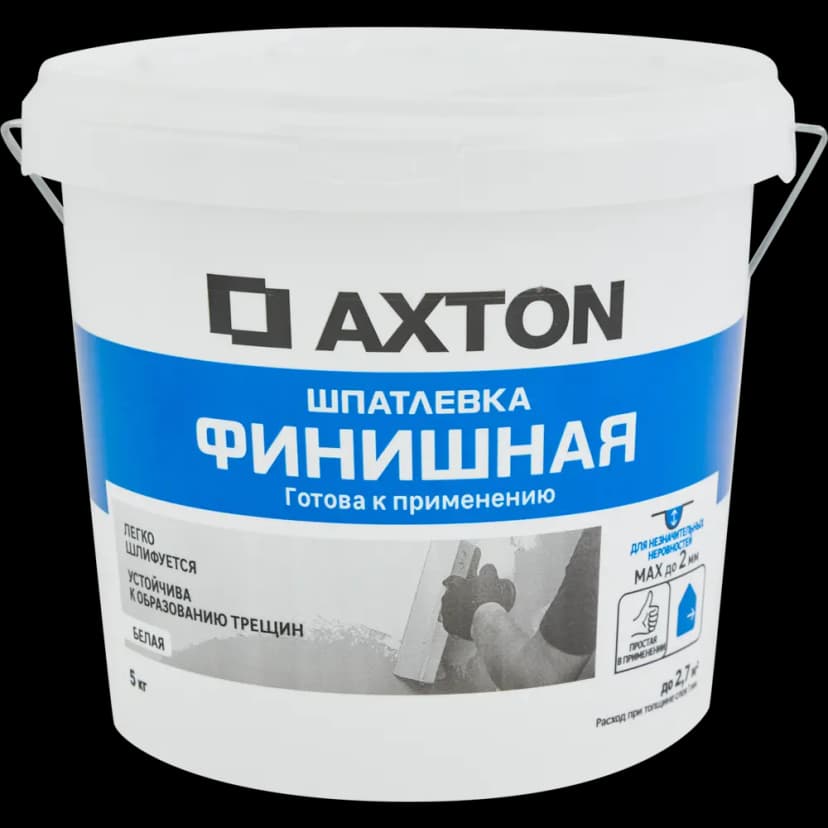 Шпатлевка Axton финишная цвет белый 5 кг 1