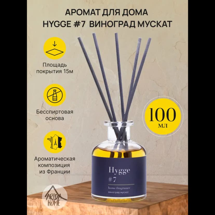 Ароматический диффузор Arida Home Hygge 7 Виноград мускат 100 мл 2