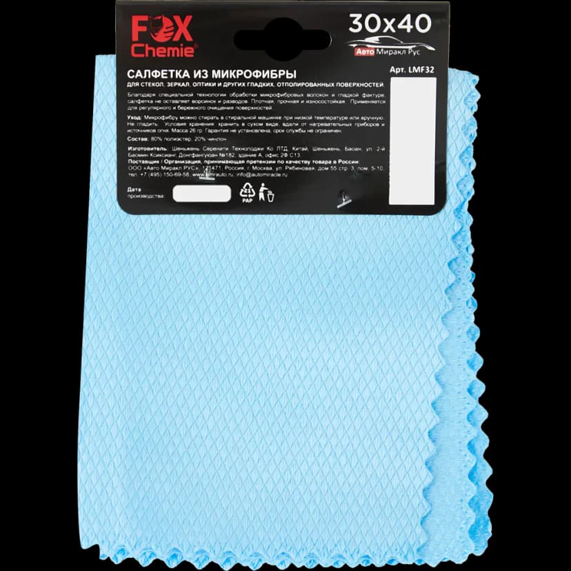 Салфетка для стекол Fox Chemie микрофибра 400x300 мм 5