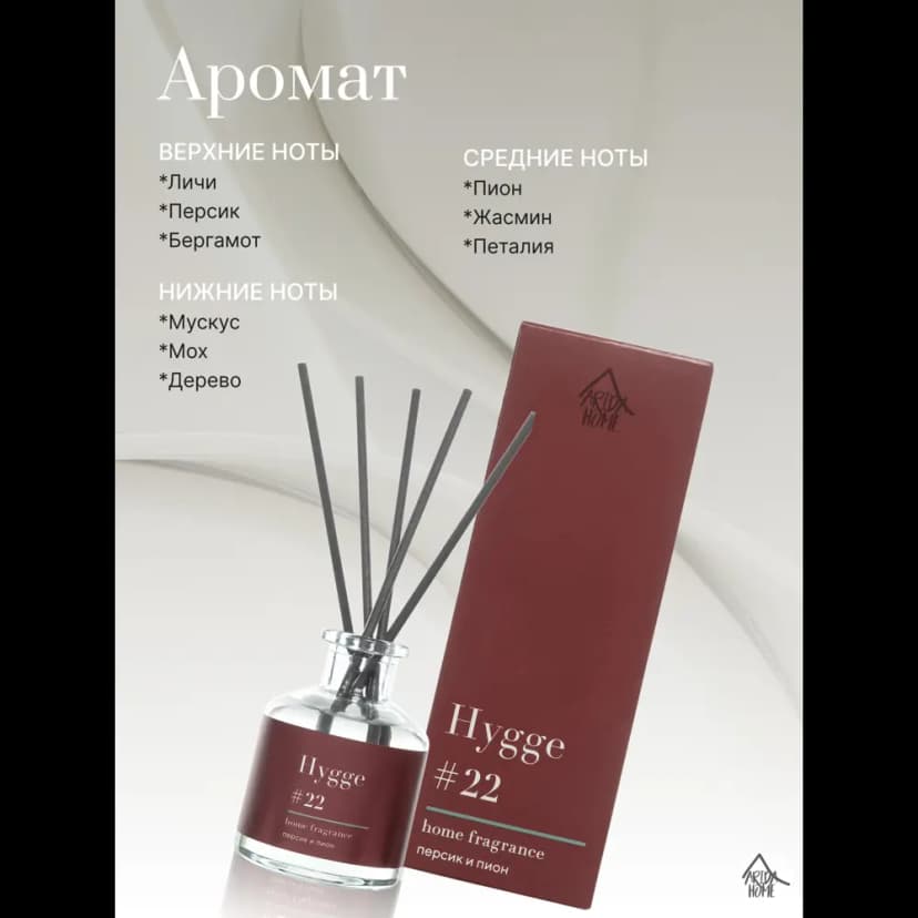 Ароматический диффузор Arida Home Hygge 22 Персик и пион 50 мл 3