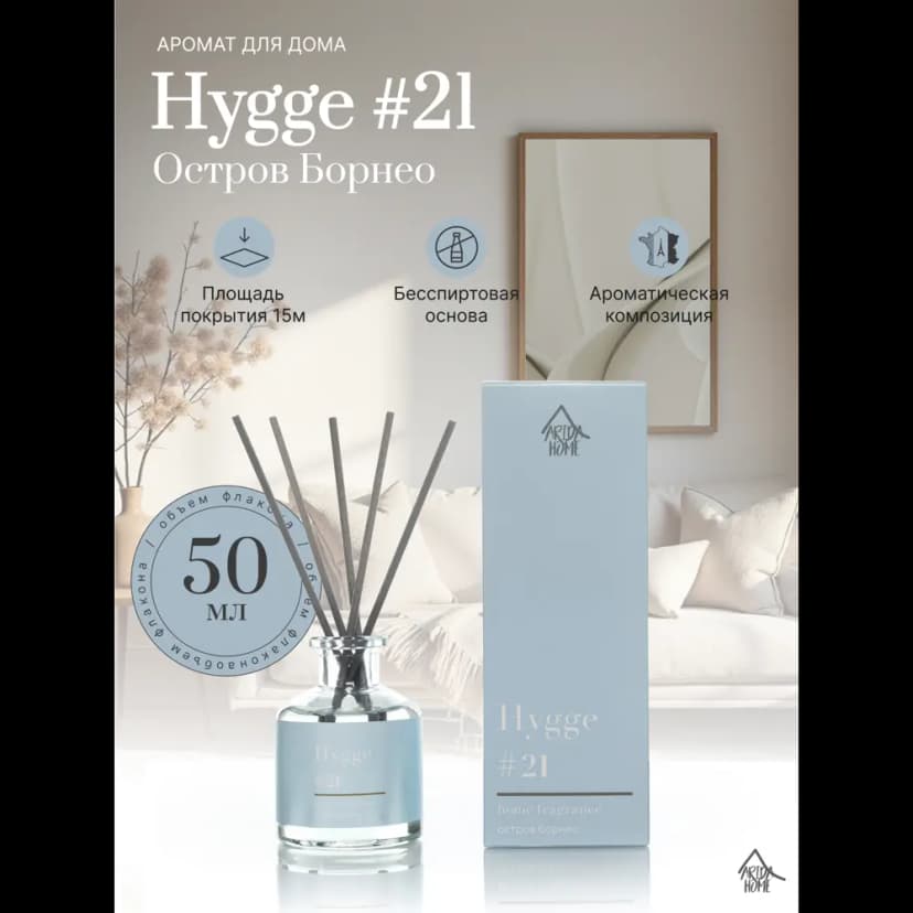 Ароматический диффузор Arida Home Hygge 21 Остров Борнео 50 мл 2