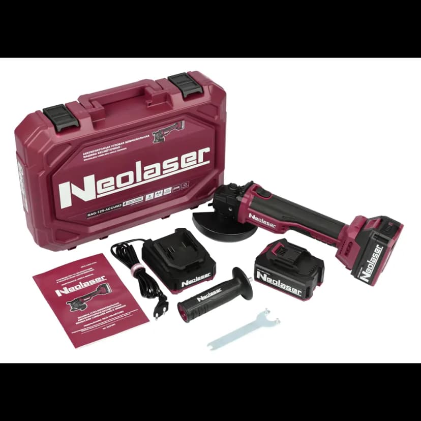 УШМ аккумуляторная бесщеточная Neolaser ACCUM2, 20 В Li-ion 2x4 Ач, 125 мм 2