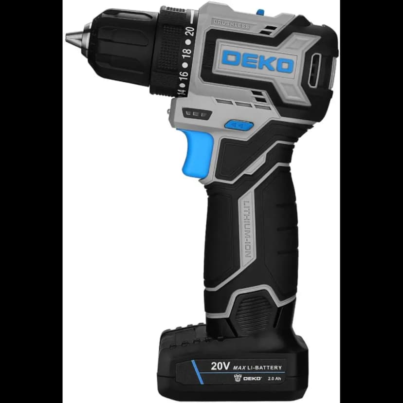 Дрель-шуруповерт аккумуляторная бесщеточная Deko Sharker Pro 084-1035, 20 В 2x2 Ач 2