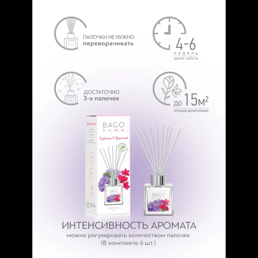 Диффузор Bago Home Розовое дерево и цикламен 45 мл 7