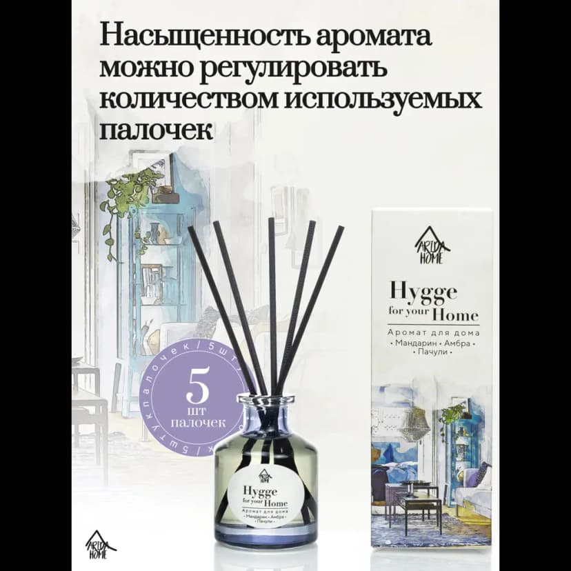 Диффузор Arida Home Hygge Home Мандарин, амбра и пачули 50 мл 3